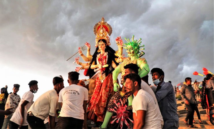 বিজয়া দশমী ও প্রতিমা বিসর্জনের মধ্য দিয়ে শেষ হলো দুর্গোৎসব