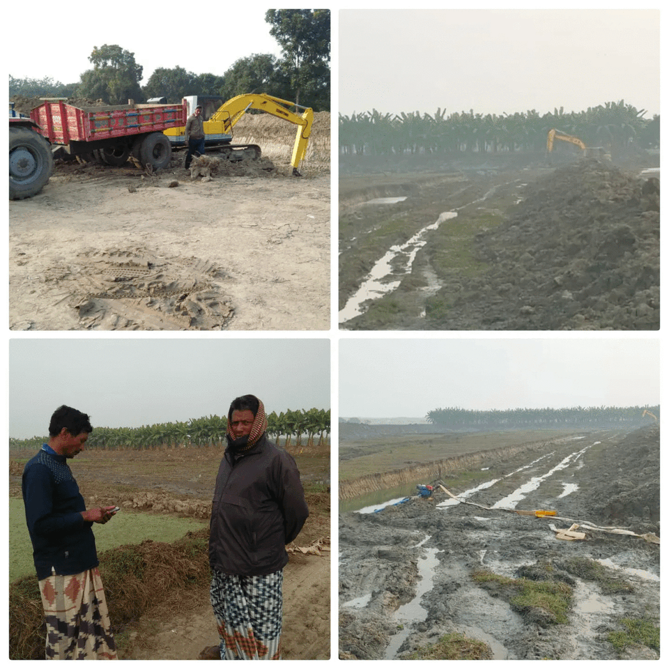 শিবগঞ্জ উপজেলার কয়লাবাড়ি দাড়িগাচ্ছা বিলে চলছে রমরমা পুকুর খনন