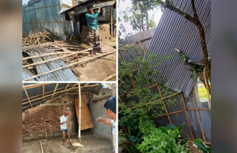 সাপাহারে কালবৈশাখী ঝড়ে দুই শতাধিক ঘর-বাড়ি ক্ষতিগ্রস্ত