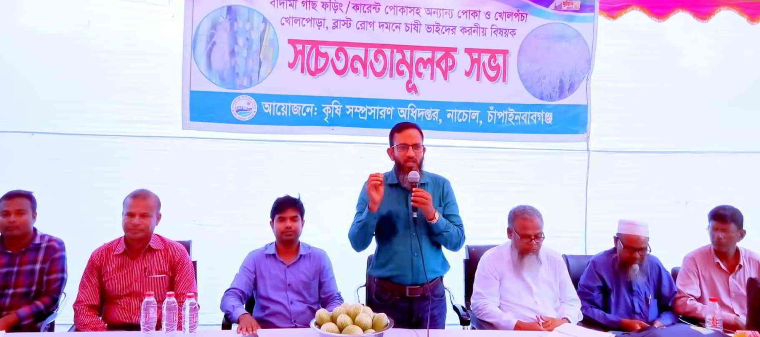 নাচোলে কৃষি মাঠ দিবস ও বিভিন্ন রোগ দমনে সচেতনতা মূলক সভা অনুষ্ঠিত