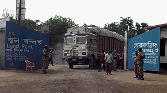 সোনামসজিদ স্থলবন্দরে আমদানি-রপ্তানি শুরু