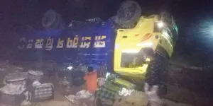 ভোলাহাটে বরই ও পেয়ারা ভর্তি ট্রাক উল্টে আহত ৫