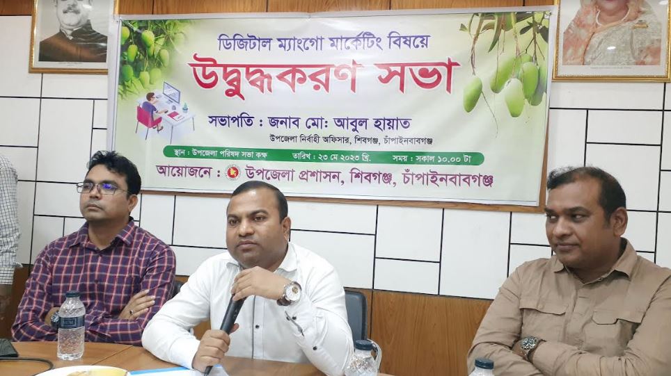 শিবগঞ্জে ডিজিটাল ম্যাংগো মার্কেটিং বিষয়ে উদ্যোক্তাদের নিয়ে ইউএনওর মতবিনিময় সভা