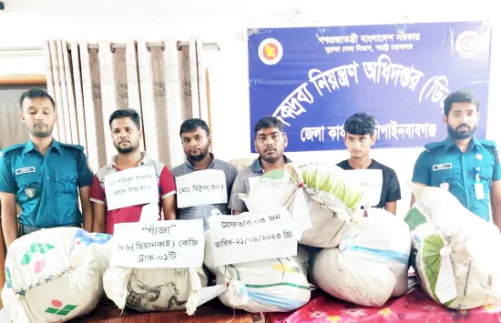চাঁপাইনবাবগঞ্জে ৯৬ কেজি গাঁজা ও ট্রাকসহ চারজন গ্রেপ্তার