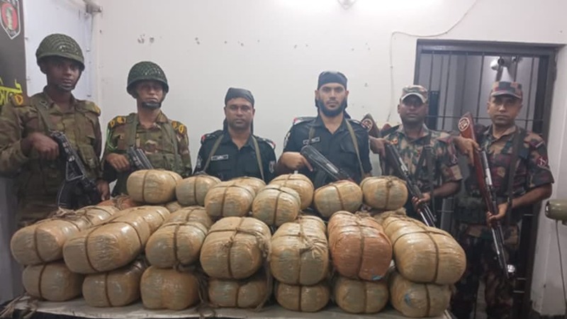 মাধবপুরে যৌথবাহিনীর অভিযানে বিপুল পরিমাণ গাঁজা উদ্বার