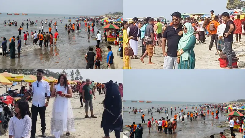 ফাগুন ও ভালোবাসা দিবসে পর্যটকে পরিপূর্ণ কুয়াকাটা