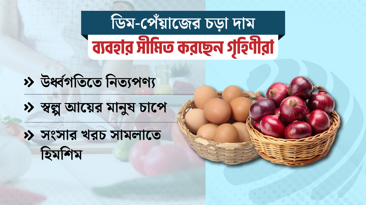 ডিম-পেঁয়াজের চড়া দাম : রান্নায় ব্যবহার সীমিত করছেন গৃহিণীরা