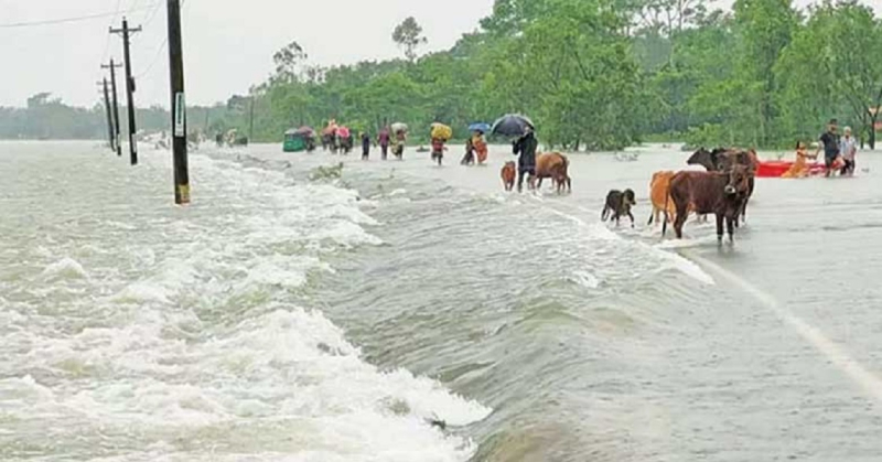 অতিবৃষ্টির কারণে ৪ জেলায় বন্যার শঙ্কা